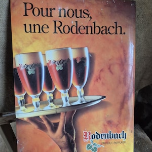 Vintage French advertising sign, French poster, Card beer advertising sign