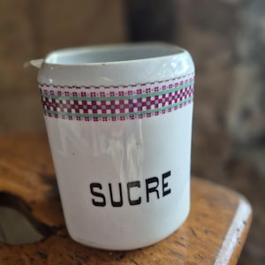French sucre jar, Vintage jar, Sugar jar, White sugar car, French storage pot