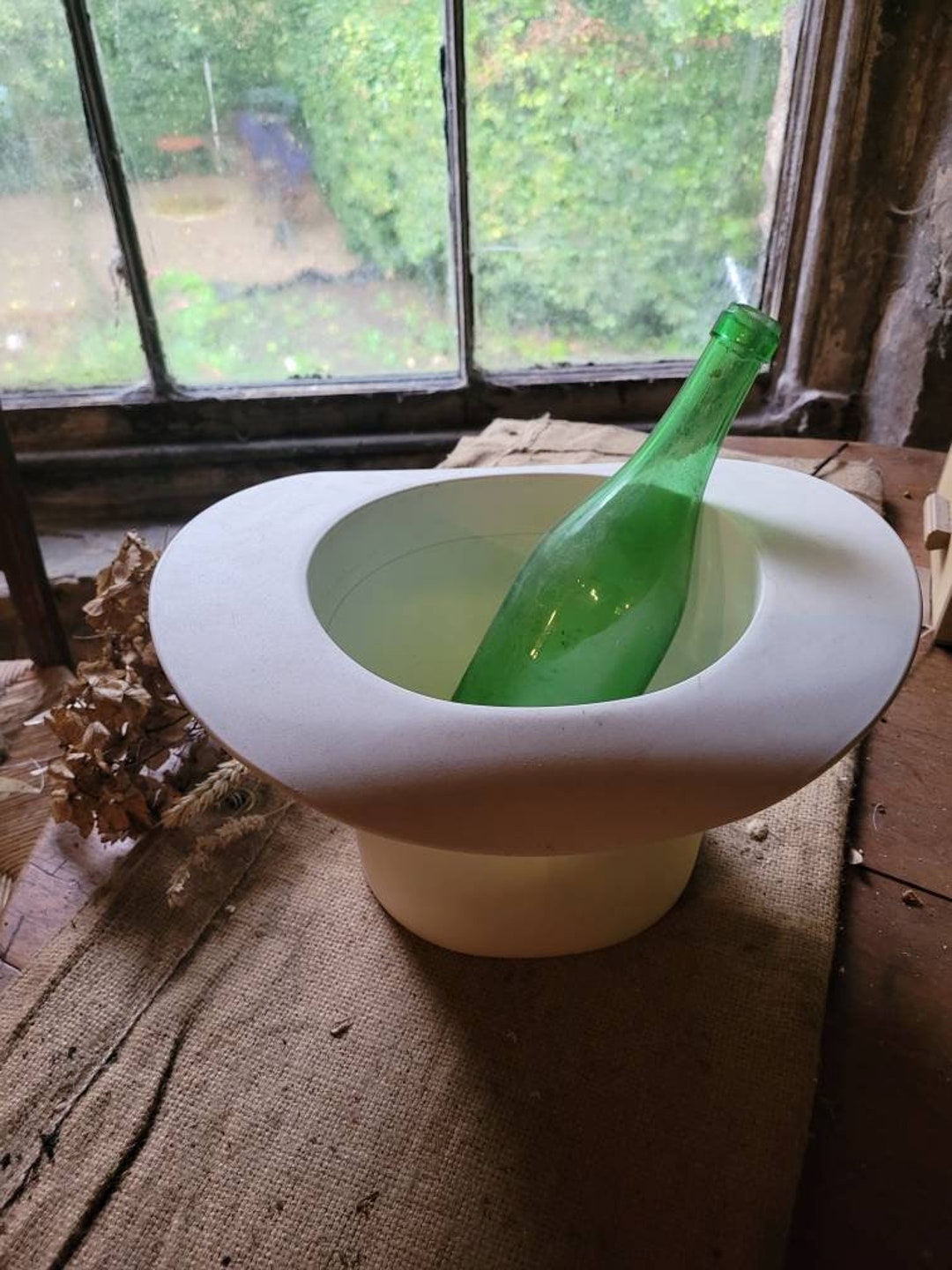 French Ice Bucket, Wine Cooler, White Ice Bucket, Top Hat Ice Bucket