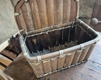 Vintage French Bamboo Storage Box