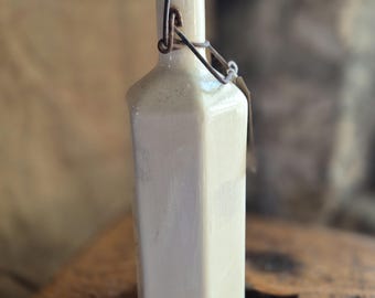 Vintage French Ceramic Bottle with Stopper: Cream Bottle