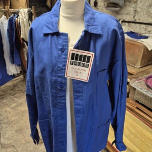 Vintage French Blue Cotton Workwear Jacket