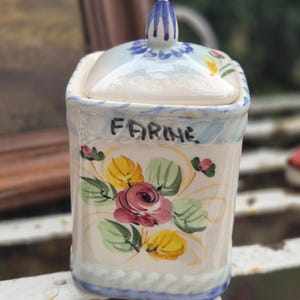 French farine jar, vintage jar, Storage jar, Vintage French jar