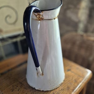 Vintage White Enamel pitcher,  enamel jug
