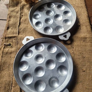 French escargot pan, Vintage serving tin, Vintage Escargot pan, Metal serving pan