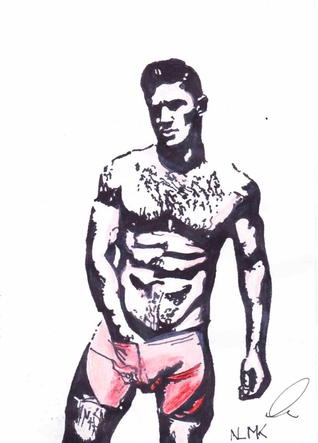 Original Porn Hairy Chested Hunky Muscled Guy With Hands Down - Etsy New  Zealand