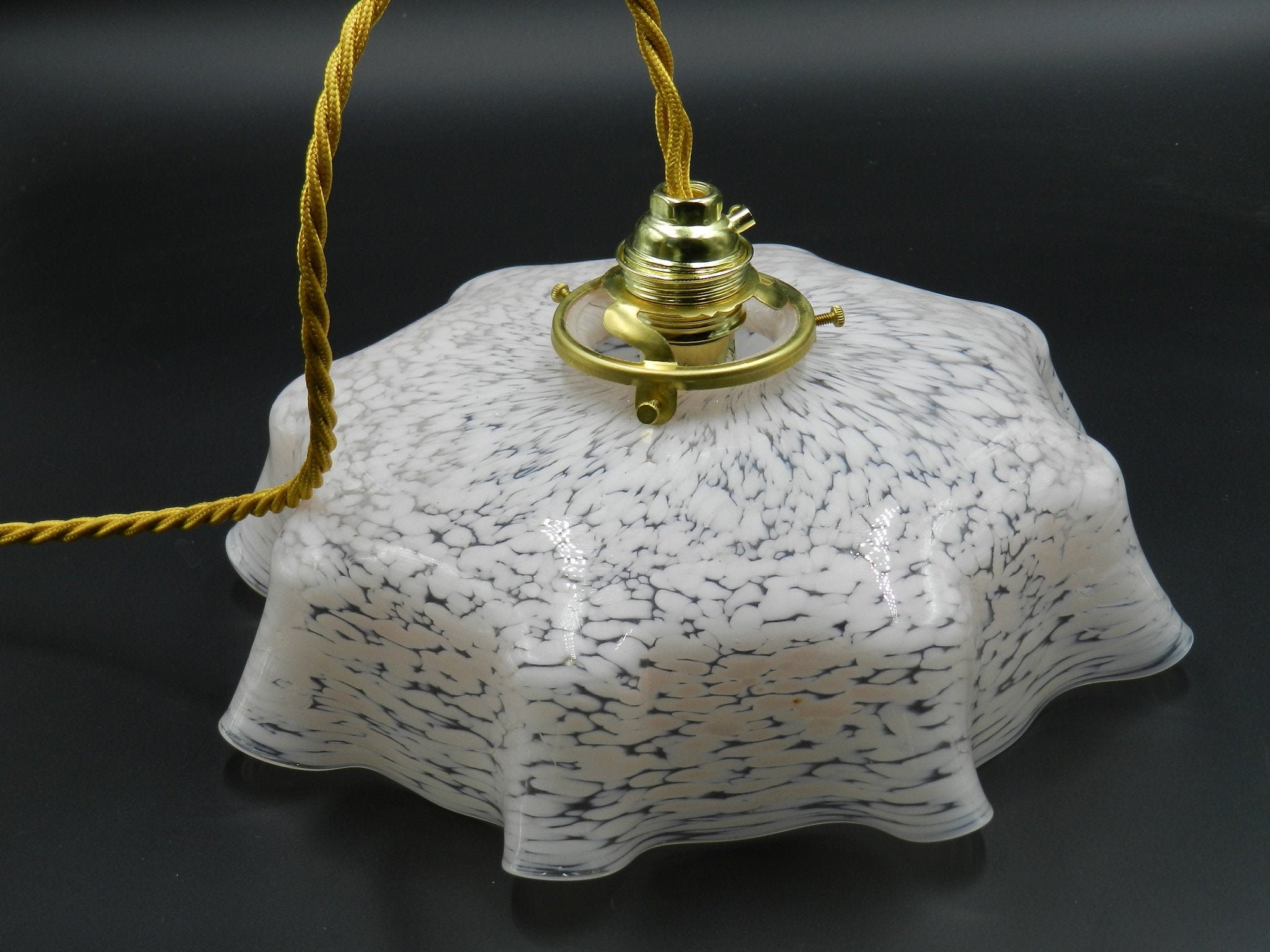 Abat-Jour en Verre Marbré Rose Très Pâle