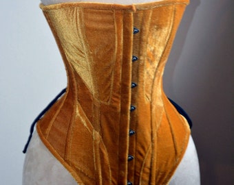 Corset en velours historique : corset édouardien sur la poitrine. Corset Steelbone sur mesure, renaissance, gothique, steampunk, sur mesure, victorien