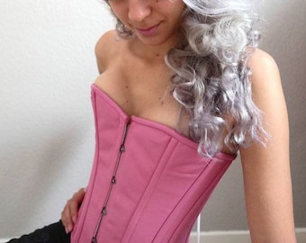 Hand dyed lambskin halfbust steel-boned authentic heavy corset, different colors, gothic, alt, punk, steampunk, waist training corset.