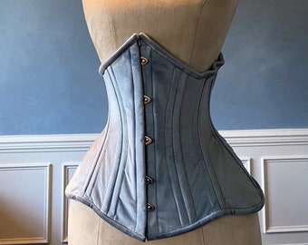 Real double row steel boned underbust corset from velvet. Real waist training corset for tight lacing. Gothic, steampunk corset