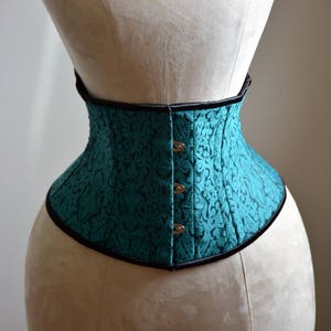 Classic brocade steel-boned authentic waspie corset for tight lacing and waist training. Gothic, vintage, historical, Renaissance