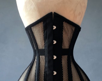 Real Double Row Steel Boned Underbust Corset From Mesh. Real Waist