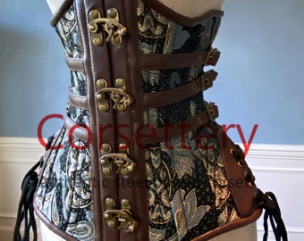 Real leather gothic underbust steampunk exclusive steel-boned authenti –  Corsettery Authentic Corsets USA