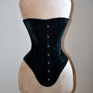 Historical velvet corset: Edwardian overbust corset. Steelbone custom made corset, renaissance, gothic, steampunk, bespoke, victorian