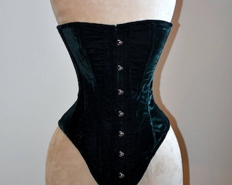 Historical velvet corset: Edwardian overbust corset. Steelbone custom made corset, renaissance, gothic, steampunk, bespoke, victorian