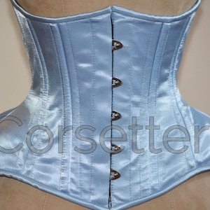 Very wide hips double row steel boned underbust corset from satin. Real waist training corset for tight lacing. Gothic, steampunk corset