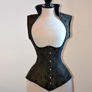 Vest corset in gothic style with high back. Gothic Victorian, steampunk affordable cheap corset, girlfriend&#39;s gift, historical corset