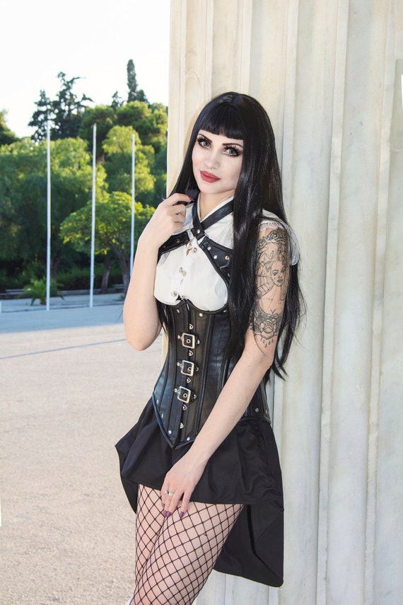 Lambskin Steampunk or Gothic Style Corset With Metal Decor