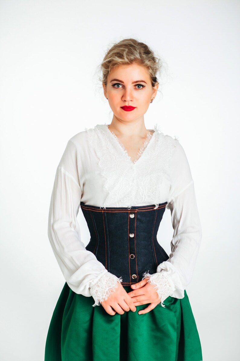 Denim Waist Steel-boned Authentic Corset. Corsettery Western - Etsy