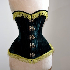 Green velvet exclusive corset from Western Collection, steampunk, burlesque, circus cosplay, authentic waisttraining, gift, pirate