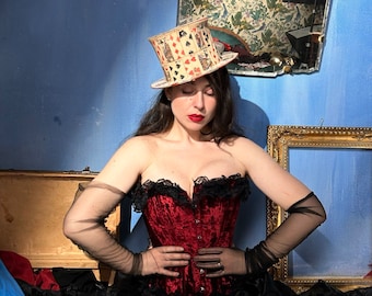 Corset victorien classique surbuste en velours, noir, rouille, bleu, rouge, vert, violet avec volant vintage