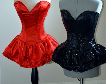 Authentique robe corset avec jupe duveteuse, paillettes ou tissu satiné. Tailles régulières en stock soldé ! Bal de promo, Saint-Valentin, robe de mariée