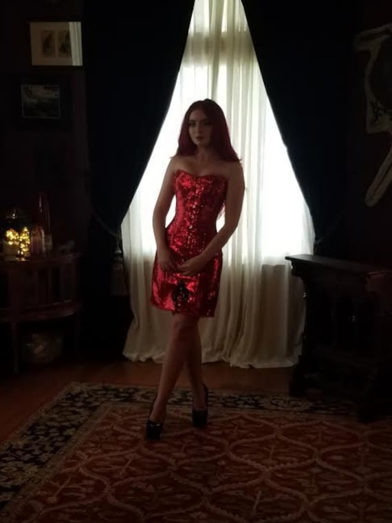 christmas corset dress Exclusive long shiny corset dress, golden, silver, red and Black available. New Year and Christmas gift, authentic made to measures corset