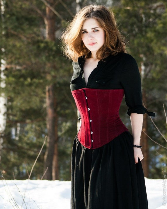 Corset Tops, Red Gothic Corset Top, Maria