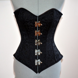 Classic brocade corset with steampunk metal hooks. Gothic Victorian, steampunk affordable cheap corset, girlfriend&#39;s gift, historical corset