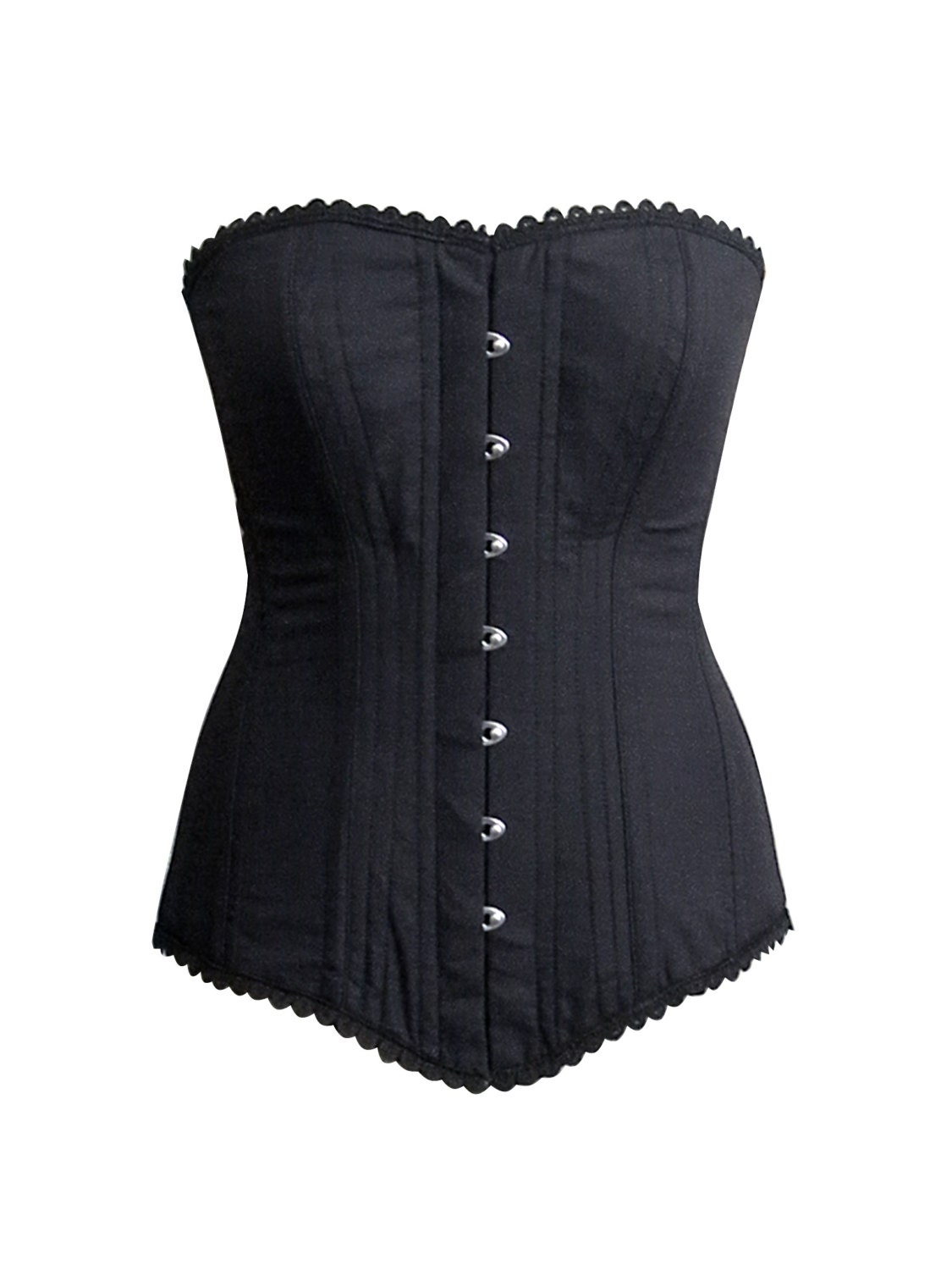 Authentic Cotton Corset: Vintage Cotton Overbust Corset, Black or