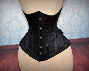 Fully made to measures underbust authentic corset for waist training. Steel-boned corset for tight lacing, prom, gothic, wedding, valentine