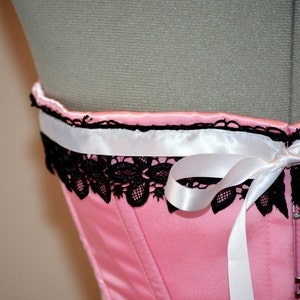 Pelkey Pink Satin Shoulder Straps Overbust Steel Boned Corset