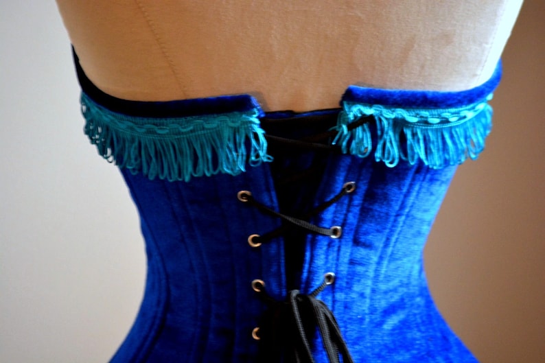 Fengs Blue Velvet Overbust Corset main image 1