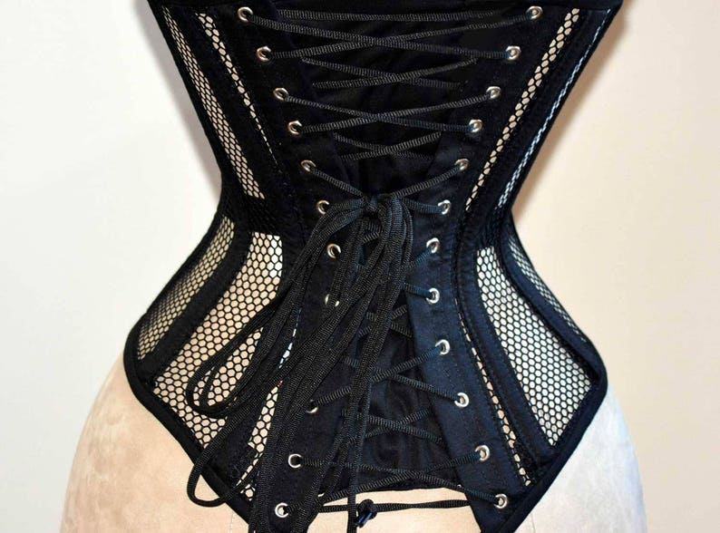 Black mesh corset with cups