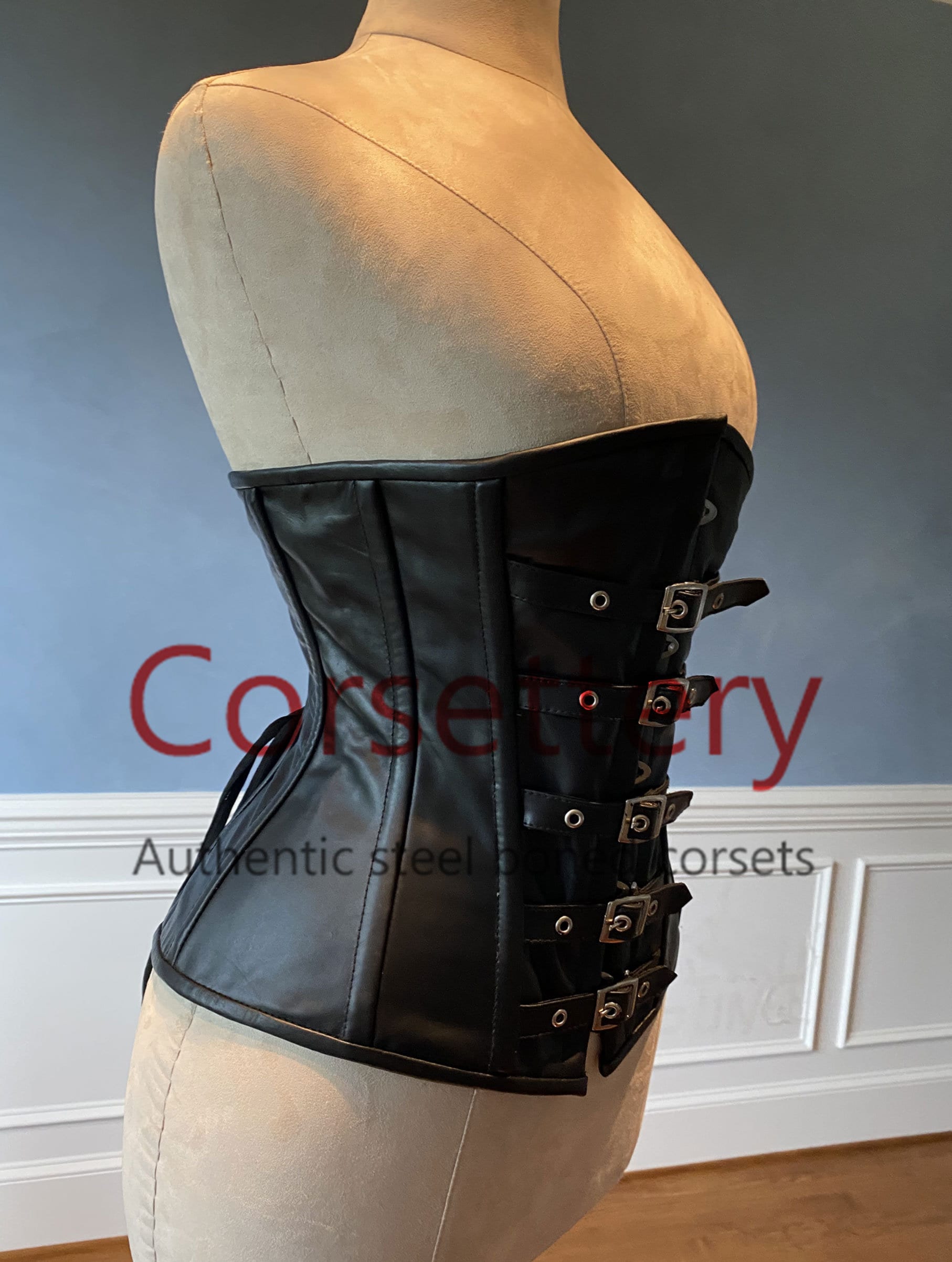 Sharbon Steampunk Corset In  Cherry & Black Sheep Nappa Leather main image 0