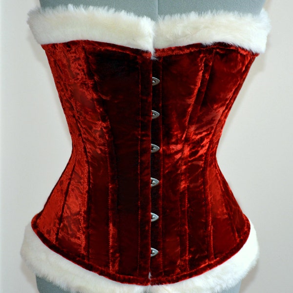 Red velvet with white fur affordable Santa Christmas corset with special price. Corset is made personally according to your measurements.
