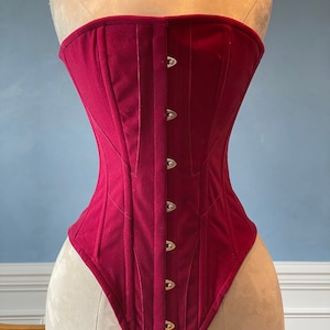 Historical fake suede corset: Edwardian overbust corset. Steelbone custom made corset, renaissance, gothic, steampunk, bespoke, victorian
