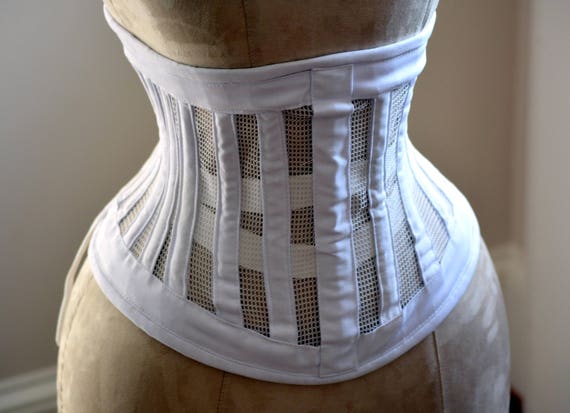 Tight Lacing White Underbust Corset in Victorian Vintage Style