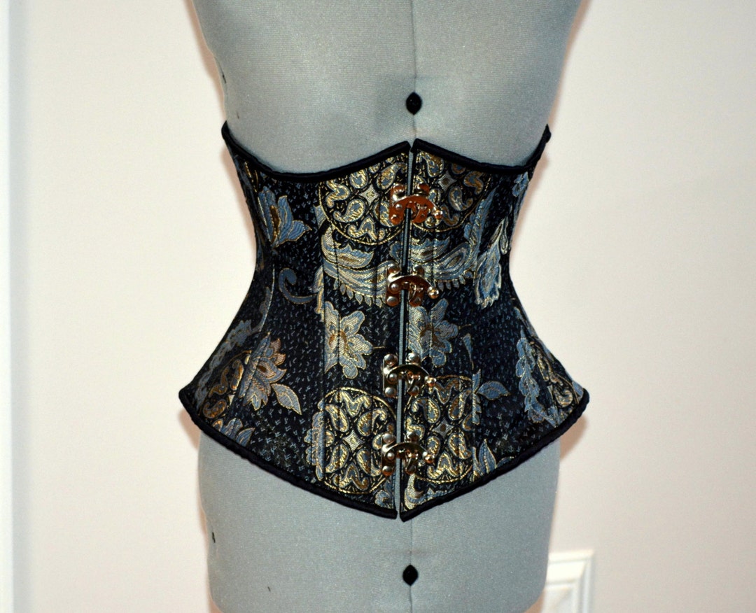 Buy Steel Boned Underbust Steampunk Corset From Brocade With Golden Pattern  With Steampunk Hooks. Real Waist Training Corset for Tight Lacing. Online  in India 