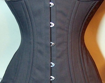 Real double row steel boned underbust corset from cotton. Waist training fitness edition