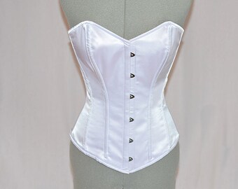 Classic smooth satin overbust authentic corset. Steel-boned corset for tightlacing. Wedding, prom steampunk waist training Victorian corset.