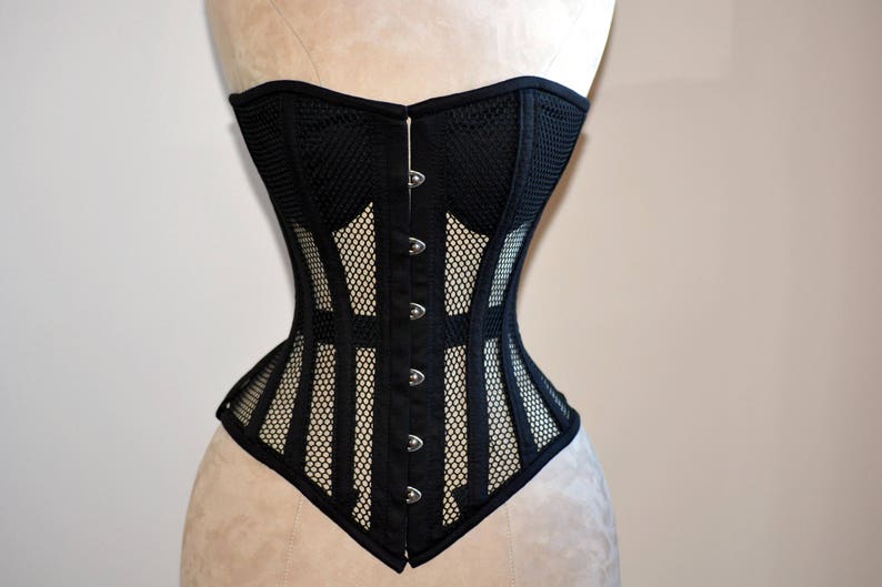 Black mesh corset with cups