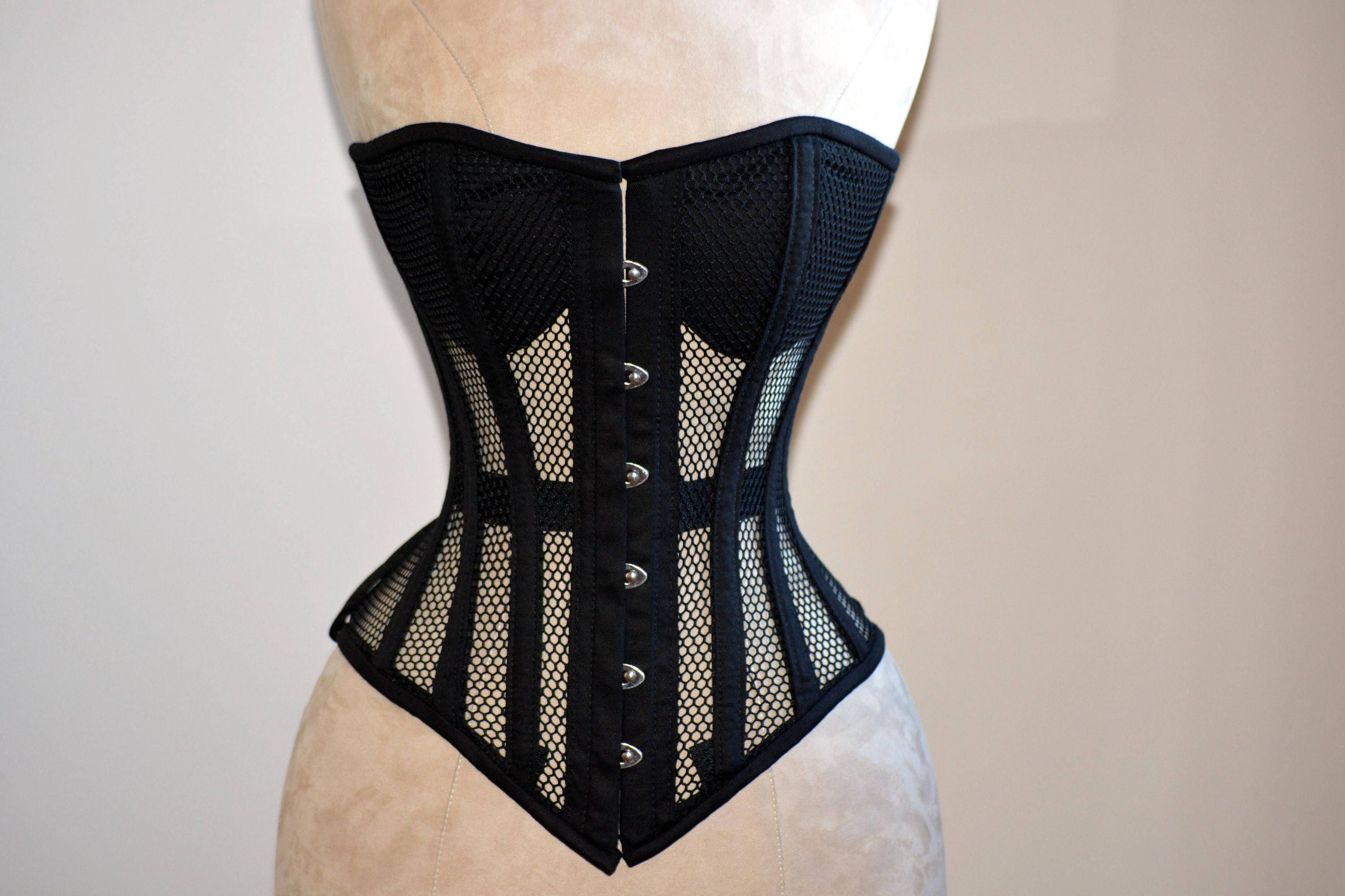 Authentic vintage cotton overbust corset, black or white. Steel boned –  Corsettery Authentic Corsets USA
