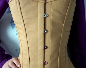 Vintage cotton steel-boned authentic heavy corset, different colors. Gothic, steampunk, historical Victorian, prom corset