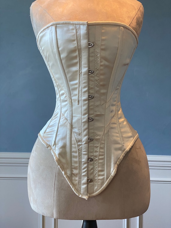 Historical Satin Corset Edwardian Overbust Corset. Steelbone
