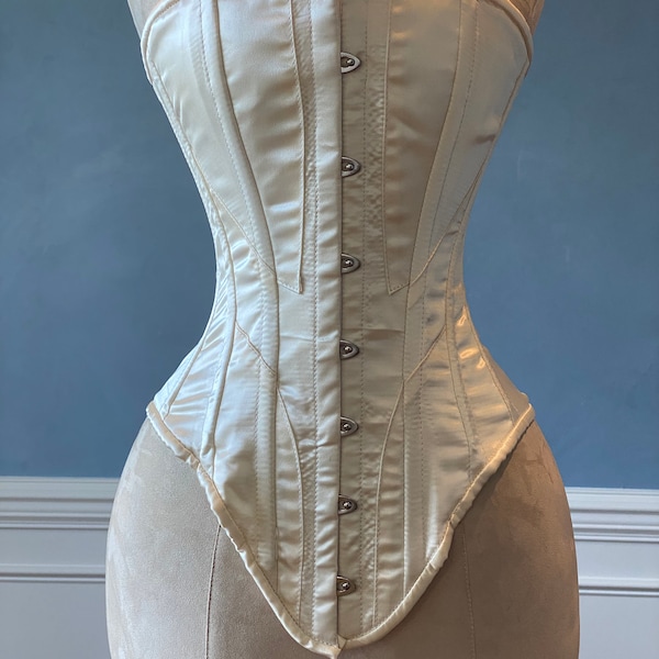 Historisch satijnen korset: Edwardiaans bovenborstkorset. Op maat gemaakt Steelbone-korset, renaissance, gothic, steampunk, op maat gemaakt, victoriaans