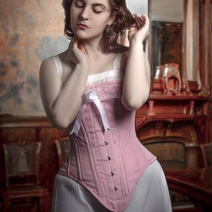 Historical cotton corset: Edwardian cotton overbust corset. Steelbone custom made corset, renaissance, gothic, steampunk, bespoke, victorian