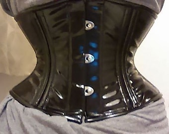Corsé auténtico de PVC con varillas de acero de doble fila. Corsé reductor de cintura. Corsé gótico, steampunk, hecho a medida, con varillas de acero, para travestis.