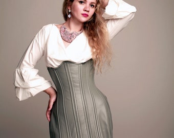 Exclusive by Corsettery: corseted pencil skirt, underbust corset. New Year and Christmas gift, authentic made to measures corset