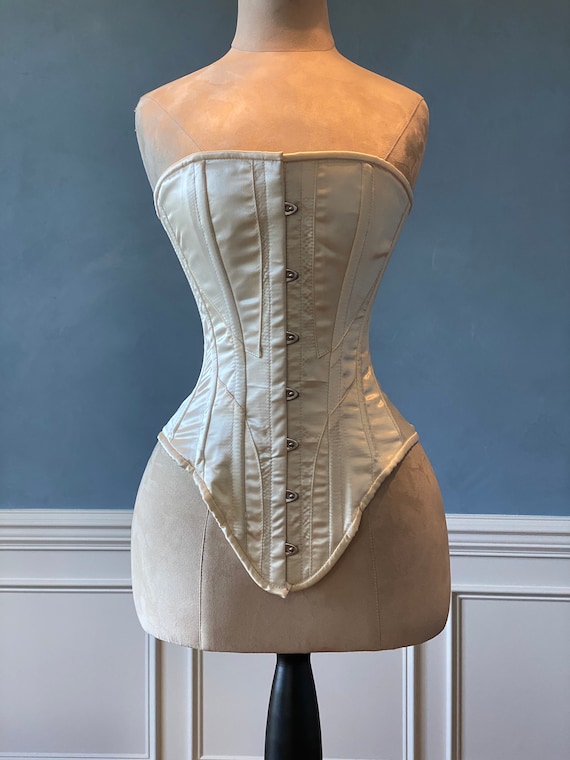 Historical satin corset: Edwardian overbust corset. Steelbone custom made  corset, renaissance, gothic, steampunk, bespoke, victorian